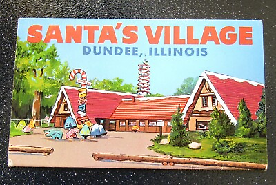 #ad Vintage Santa#x27;s Village Amusement Park Dundee IL. Postcard Folder AMPHIBICAR $8.00