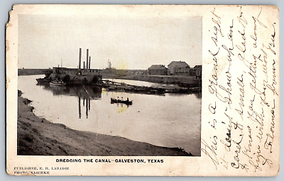 #ad Galveston Texas TX Dredging the Canal Steam Ships Vintage Postcard $16.99