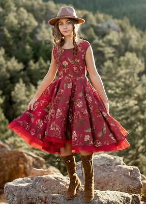#ad New Girls Joyfolie Mia Red Floral Rose Dress Holiday Vintage 7 Special Occasion $119.99