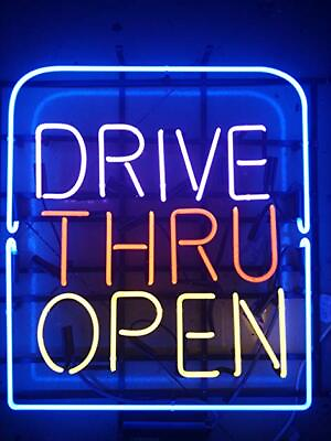 #ad Drive Thru Open Neon Light Sign 20quot;x16quot; Lamp Glass Decor Wall Space Hanging N46 $133.08