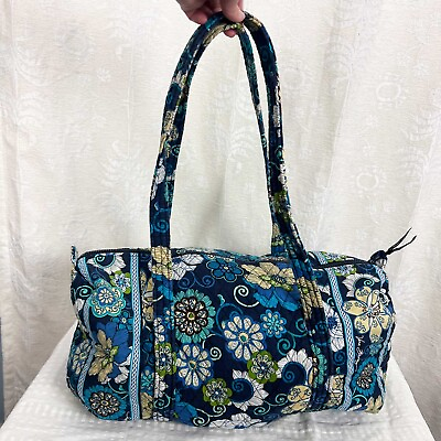 #ad Vera Bradley blue mod floral travel duffel bag weekender quilted cotton 9x9x18quot; $38.00
