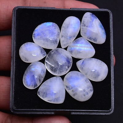 #ad 10 Pcs Natural Moonstone Blue Shines 13mm 21mm Cabochon Huge Loose Gemstones Lot $40.30