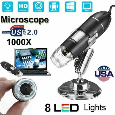 8 LED 1000X 10MP USB Digital Microscope Endoscope Magnifier Camera with Stand US $6.99