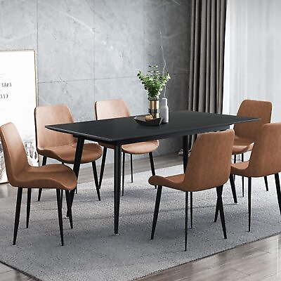 #ad JIEXI Dining Table Set Deluxe Slate Table and 4 6 PCS PU Leather Chairs Kitchen $440.99