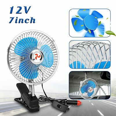 #ad 12V 7 Inch Cooling Fan Auto Swing Clamp Cooling Fan Rotates Trucks and RVs USA $21.95