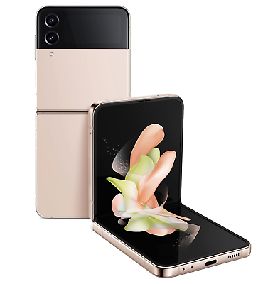 #ad Samsung Galaxy Z Flip4 SM F721W 128GB Pink Gold Unlocked BLACK DOT $229.00