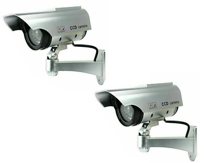 #ad 2PCS Solar Powered Dummy Surveillance Security Camera CCTV with LED Record Light $18.95