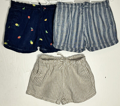 #ad Old Navy Toddler Girl 3T Shorts Lot of 3 Elastic Waist Front Tie Linen Blend EUC $10.75