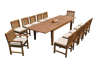 #ad DSDV A Grade Teak 13pc Dining Set 122quot; Caranas Rectangle Table Chair Outdoor $4963.95