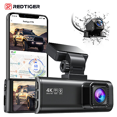 #ad REDTIGER 4K Dash Cam Front and RearBuilt in WiFi GPS Dual Dash Camera for Cars $109.99