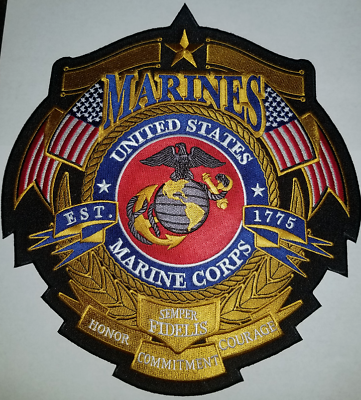#ad UNITED STATES MARINES LARGE 11 INCH BACK PATCH IRON SEW ON $26.84