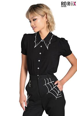 #ad Hell Bunny Drusilla Blouse Vampire Gothic Emo Bat Wing Puff Sleeve Shirt GBP 11.99