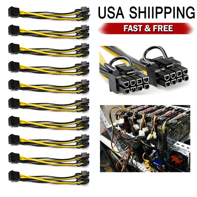 #ad #ad 10X PCIE 8 Pin Female To Dual PCI E 8 62 Male GPU Power Cable Splitter 18 AWG $11.82