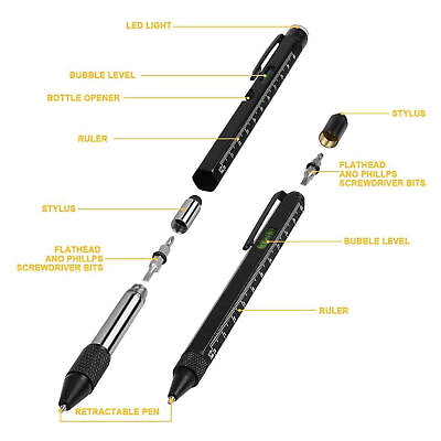 #ad Multi Tool Pen Ballpoint Pen With Handheld Tool Measure Technical Ruler Light $12.49