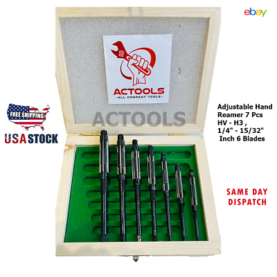 #ad New Adjustable Hand Reamers 7 Pcs Set HV to H3 Sizes 1 4quot; to 15 32quot; USA ACTOOLS $27.54