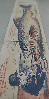 #ad Antique German Postcard Big Fish Tale Comic Series Of 3 Instalment Panoramic $99.99