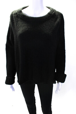 #ad Wooden Ships Womens Round Neck Thick Knit Boxy Sweater Black Size S M $42.69