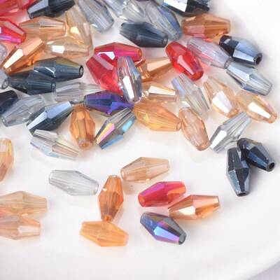 #ad 3x6mm 4x8mm 6x12mm Lathy Bicone Faceted Crystal Glass Beads for Jewelry Making $3.35