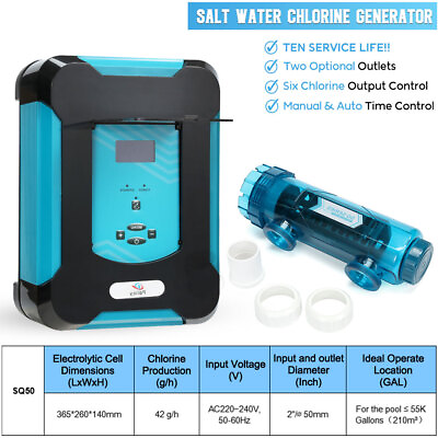 #ad 10 55k Gal Salt Water Pool Chlorinator Self Clean Above In Ground Inground Pools $429.98
