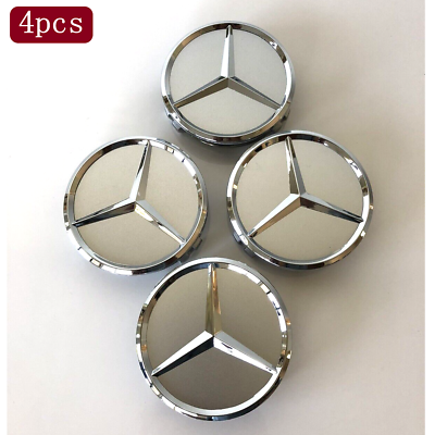 #ad Set of 4 For Mercedes Benz Silver Chrome Wheel Center Hub Caps 75MM AMG WREATH $10.79