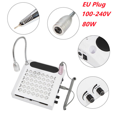 #ad 4 in 1 80W Nail Art Drill Machine Drill Pen Nail Dust Collector LED Lamp EU Plug $37.04