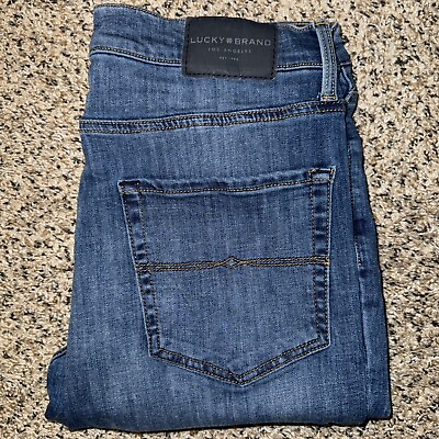 #ad Lucky Brand 223 Straight Jeans Mens 31x30 Blue Medium Wash Stretch Mid Rise $15.99