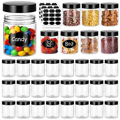 #ad 8 OZ Plastic Jars with Lids Crazystorey 32 Pack Clear Plastic Slime Containers $27.52