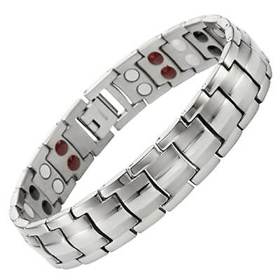 #ad Silver Magnetic Bracelet Therapy Arthritis Pain Relief 4 Element Energy Stress $29.15