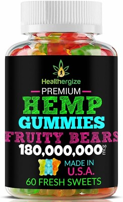 #ad Healthergize Hemp Gummies Premium Gummy Bears Best Tasting Made in USA Fruity $9.49