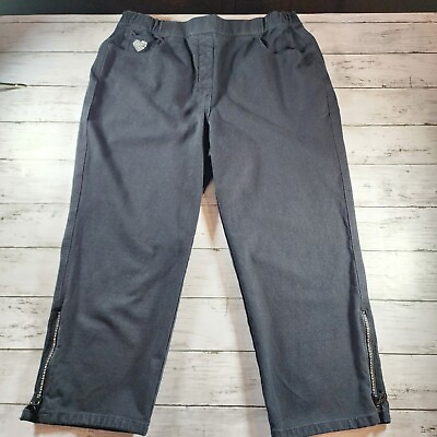 #ad Dream Jeannes by Quacker Factory Pants Womens Size L Short Capri Black Jean $13.00