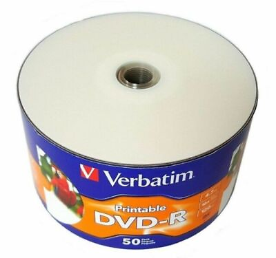 #ad Verbatim DVD R 4.7GB 16X White Inkjet Printable Blank Media Disc 97167 FREE SHIP $19.99
