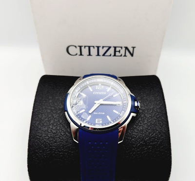 #ad Citizen AW1158 05L Men#x27;s Drive Collection Blue Rubber Strap CRACKED SCREEN $74.99