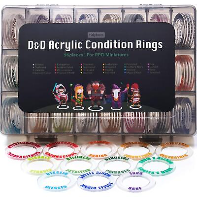 #ad Tidyboss DND Miniatures Acrylic Condition Rings 96 PCS Status Effects Markers in $32.99
