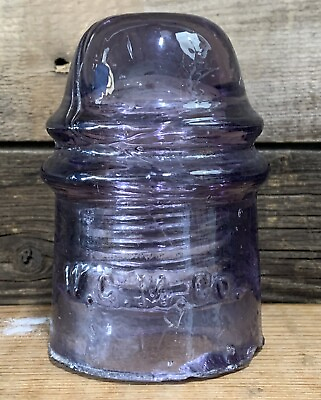 #ad Antique W.G.M. Co. Light Purple Glass Electrical Pole Insulator $59.99