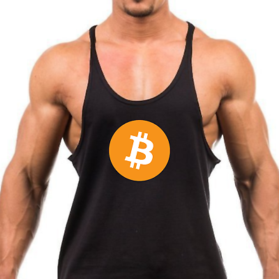 #ad Bitcoin BTC Crypto Men#x27;s Tank Top Stringer Bodybuilding Fitness Black UPC43 $10.00