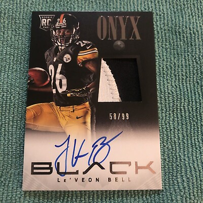 #ad 2013 Black #21 Le#x27;Veon Bell Autograph 2 Color Patch Onyx RC 58 99 Steelers $33.00