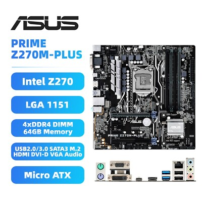 #ad ASUS PRIME Z270M PLUS Motherboard Intel Z270 LGA1151 DDR4 SATA3 HDMI DVI D BOX $99.00