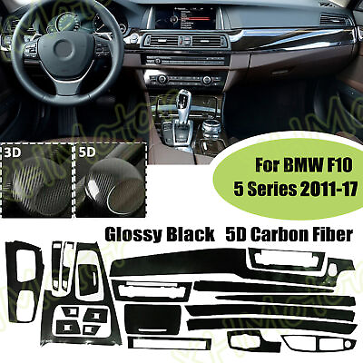 #ad 5D Carbon Fiber Black Interior Decor Trim Sticker For BMW 5 Series 2011 2017 F10 $35.99