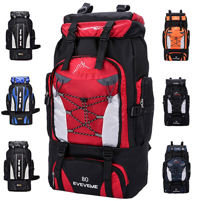 #ad 80L 100L Outdoor Hiking Backpack Camping Rucksack Waterproof Shoulder Travel Bag $18.88