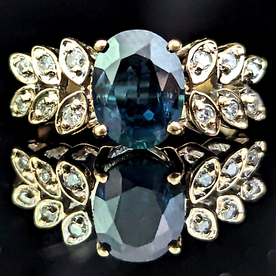 #ad GIA Natural NO HEAT 2ct Sapphire Diamonds 14k Gold Ring Vintage Retro Estate $1498.00
