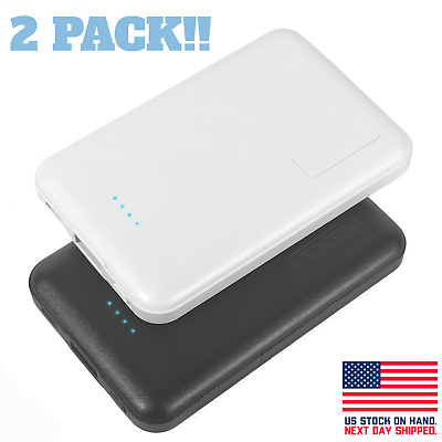 #ad 5000mAh Power Bank Portable Charger Battery TWO PACK for iPhone Android Travel $8.95