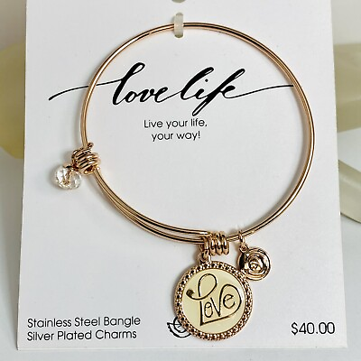 #ad Love This Life Live Life Your Way Bracelet with Charms Rose Gold Tone Stainless $19.99