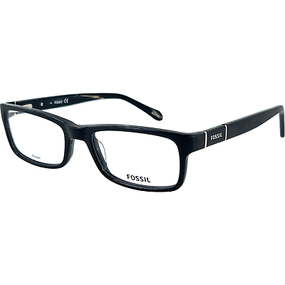 #ad Fossil Archer Men#x27;s Plastic Eyeglass Frame 0ZJ9 Wood Black 52 18 Spring Hinges $45.47