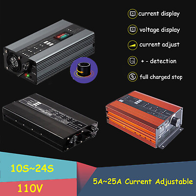 #ad 48V 60V 72V Li ion LiFePo4 Lithium Battery Charger Fast Charger Adjustable 5 25A $145.27