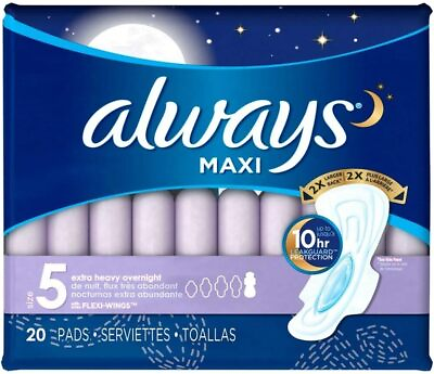 #ad Always Extra Heavy Overnight Maxi Pads with Flexi Wings 20 Count $9.99