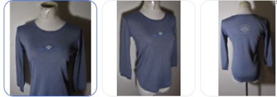 #ad HARLEY DAVIDSON Women#x27;s WING OVAL Blue 3 4 Sleeve Top. NEW $14.99