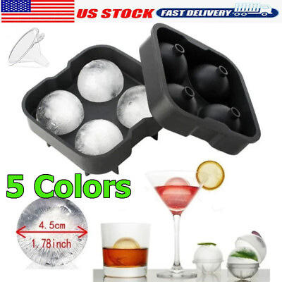 #ad Large Round Silicone Ice Cube Ball Maker Tray Sphere Molds Bar Whiskey Cocktails $5.99