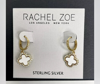 #ad NEW 925 Sterling Silver White Gold Earrings $28.50