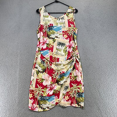 #ad Hilo Hattie Hawaiian Dress Womens Medium Hawaiian Original Mini Faux Wrap Travel $22.95