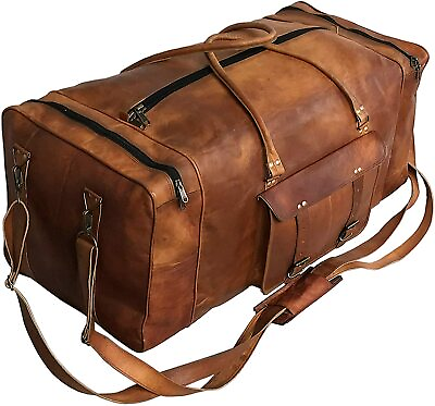 #ad Large Leather 32 Inch Luggage Duffel Weekender Travel Overnight Carry One Bag $248.36